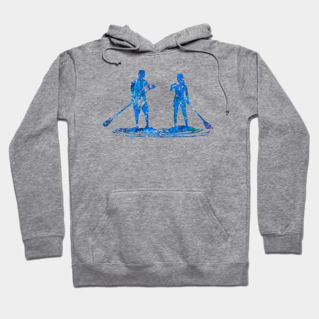 Paddleboard blue art Hoodie by Yahya Art